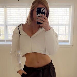 White Cropped Alphalete Hoodie